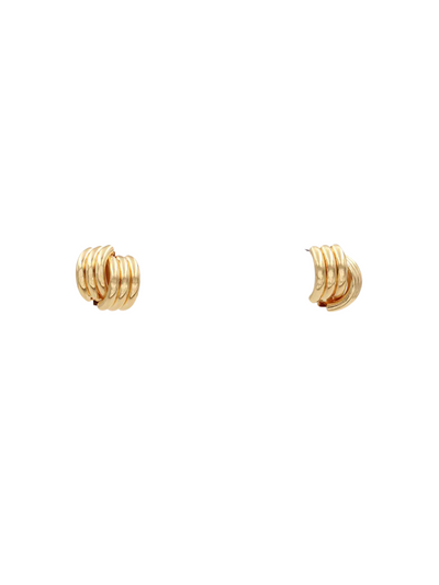 Brass Chain Overlap Stud Earrings