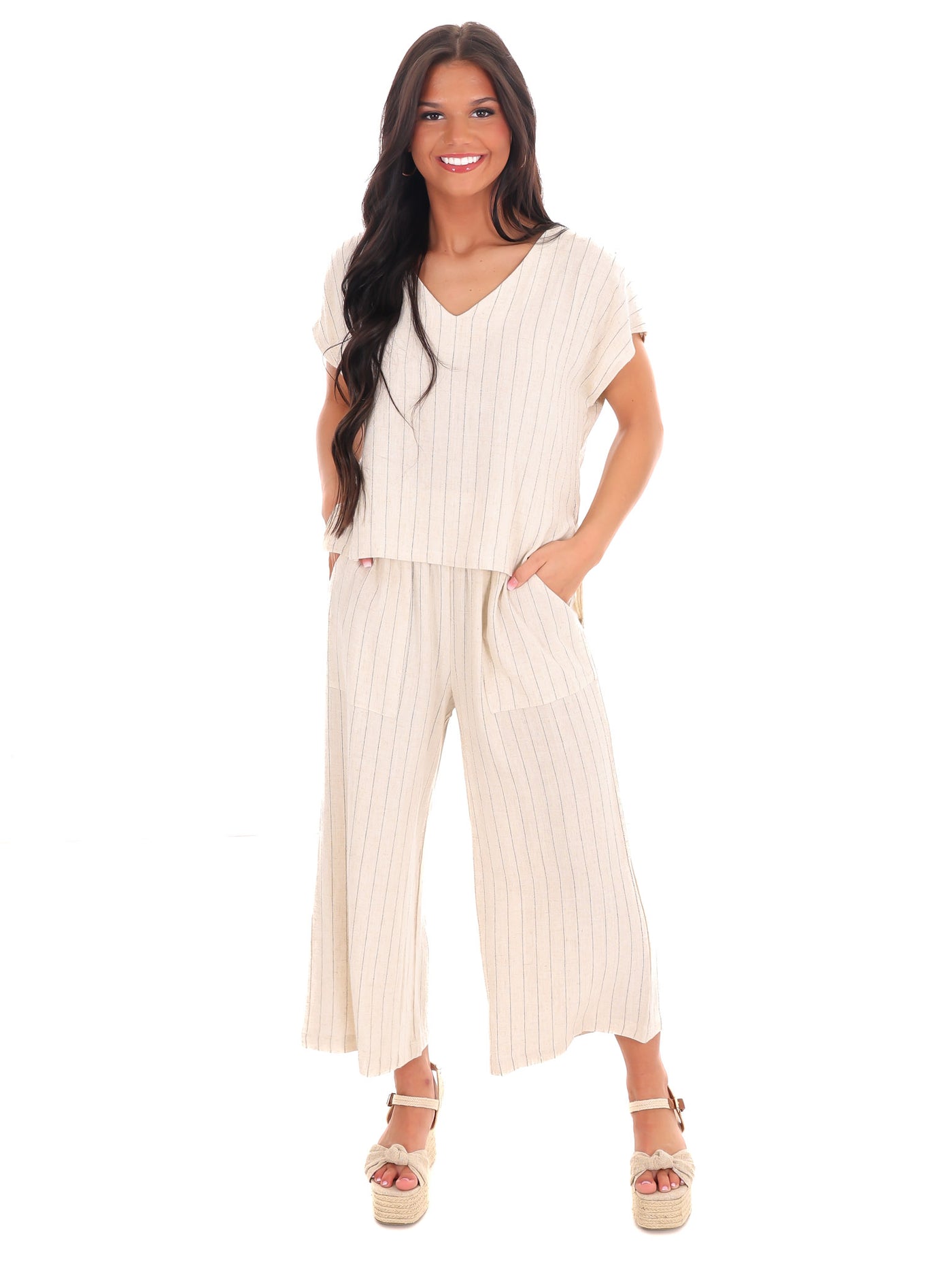 Endless Possibilities Pinstripe Cropped Pants