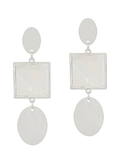 3 Drops Square Mop Accent Metal Post Earring