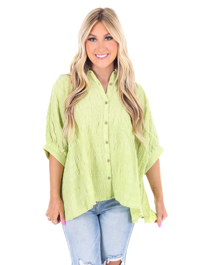 Slow it Down Textured Button Down Top