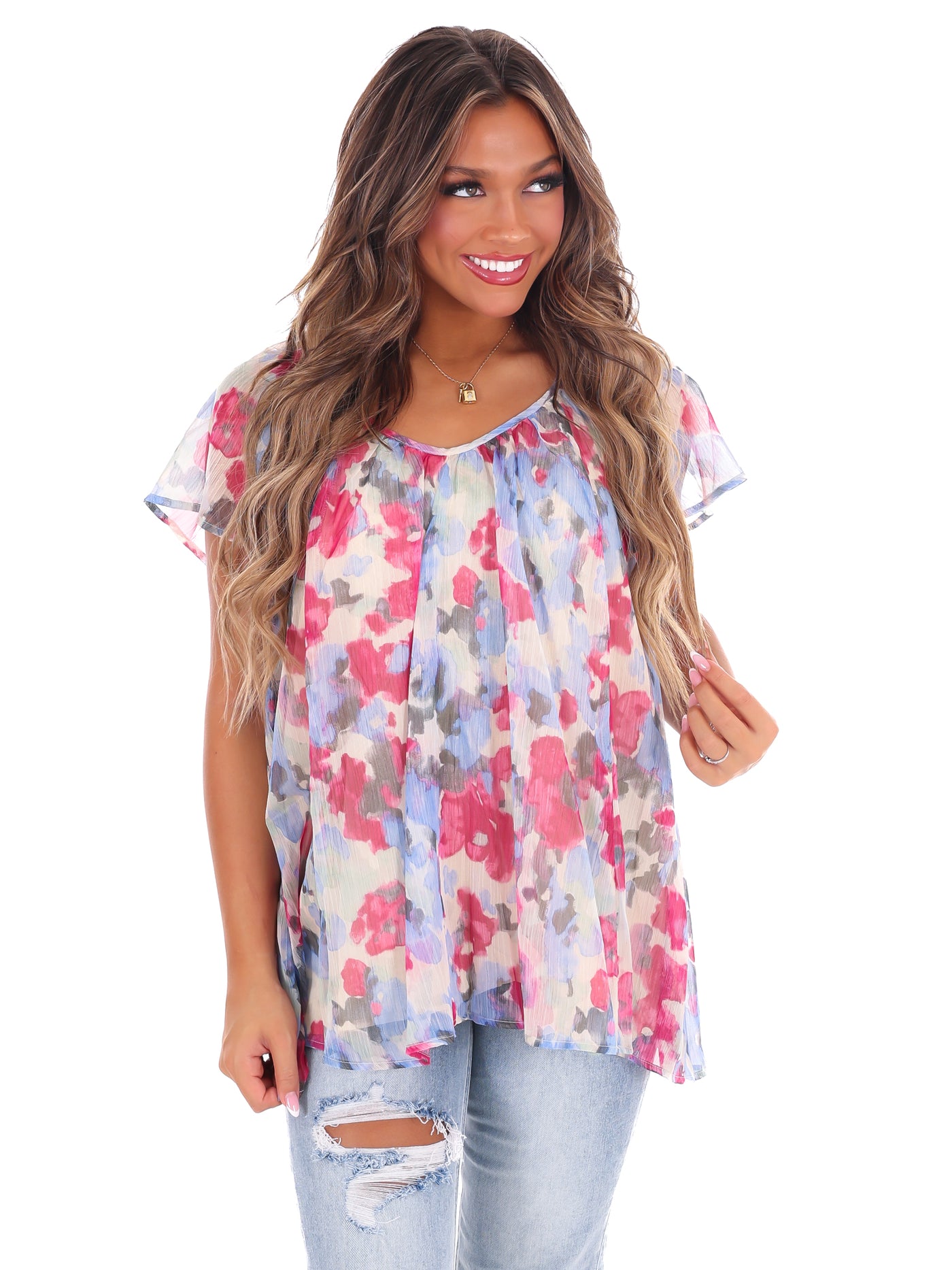 What About Us Floral Tunic Top