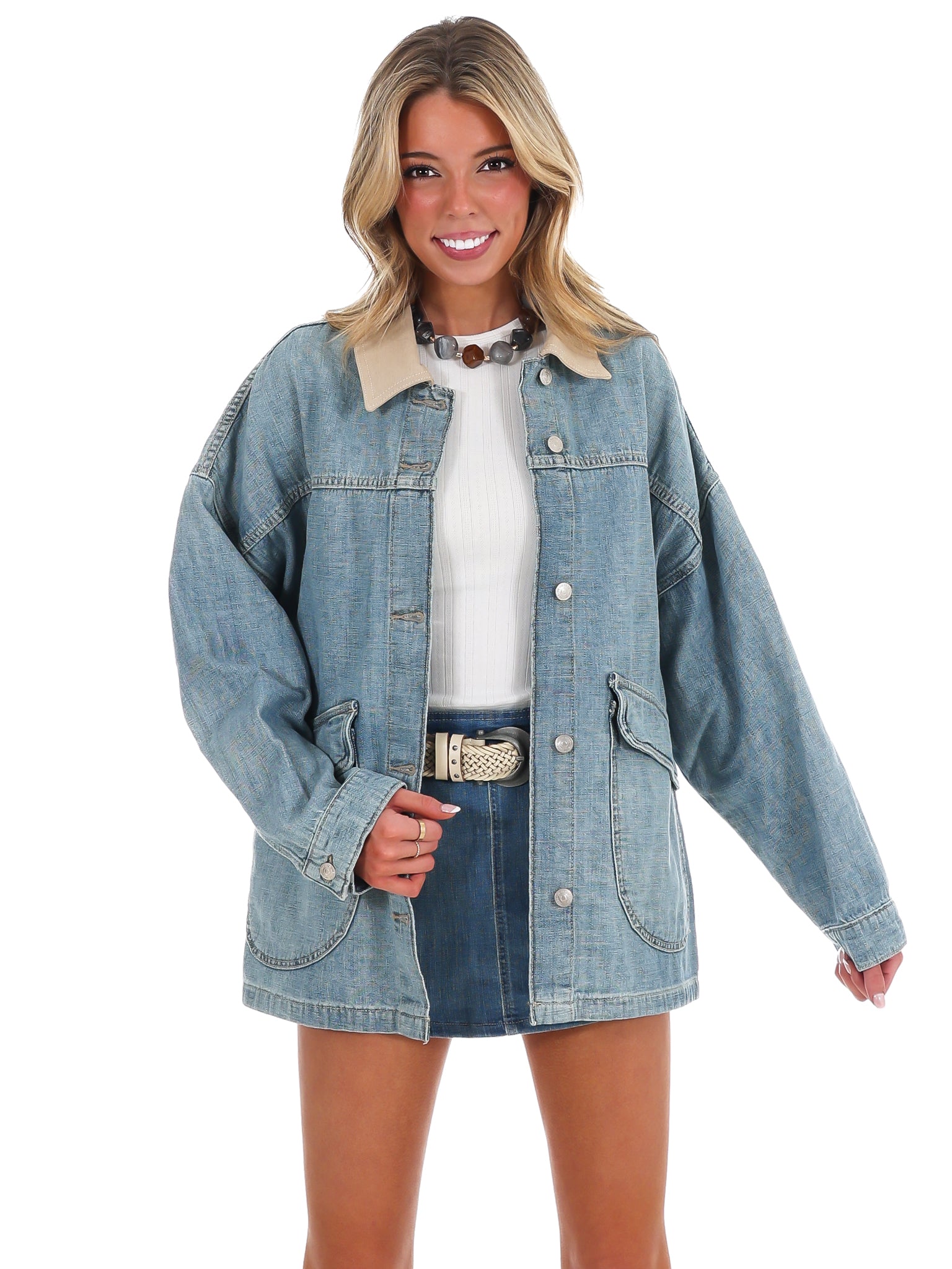 Free People Lemon Denim Jacket – Josie's Boutique