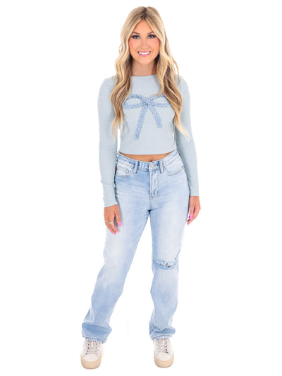 You Got it Bad Bow Ribbed Crop Top