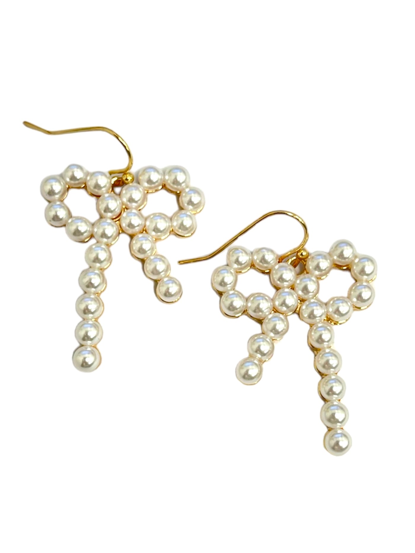 Pearl Bow Dangle Earrings