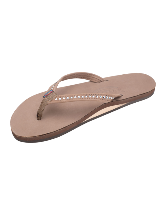 Crystal Collection Leather Sandal - Dark Brown