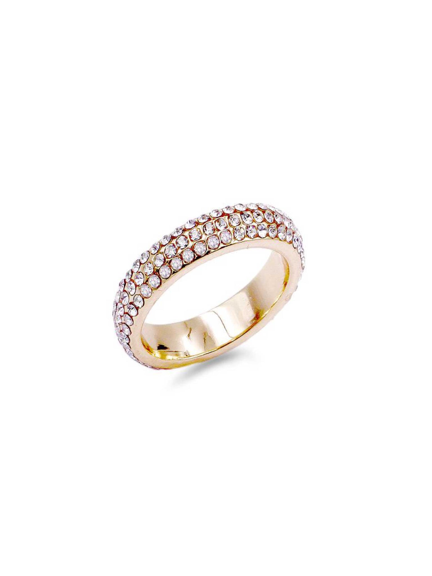 Gold Plated 3-Rows Crystal Band Rings