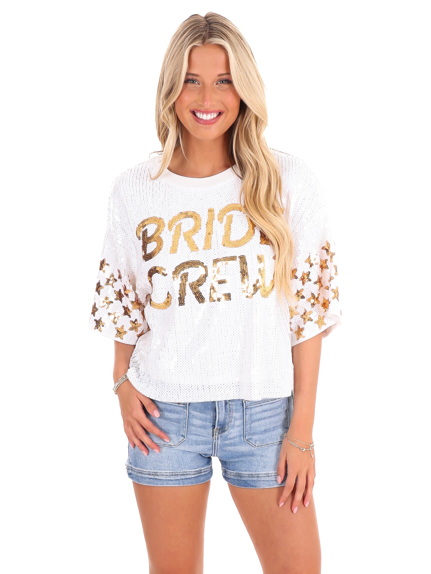 Bride Crew Sequin Top