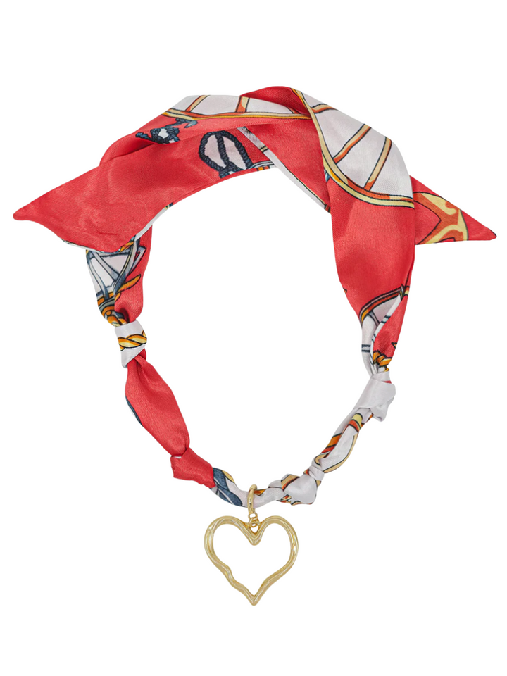 Knotted Scarf Necklace with Open Heart Charm