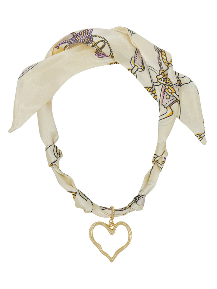 Knotted Scarf Necklace with Open Heart Charm