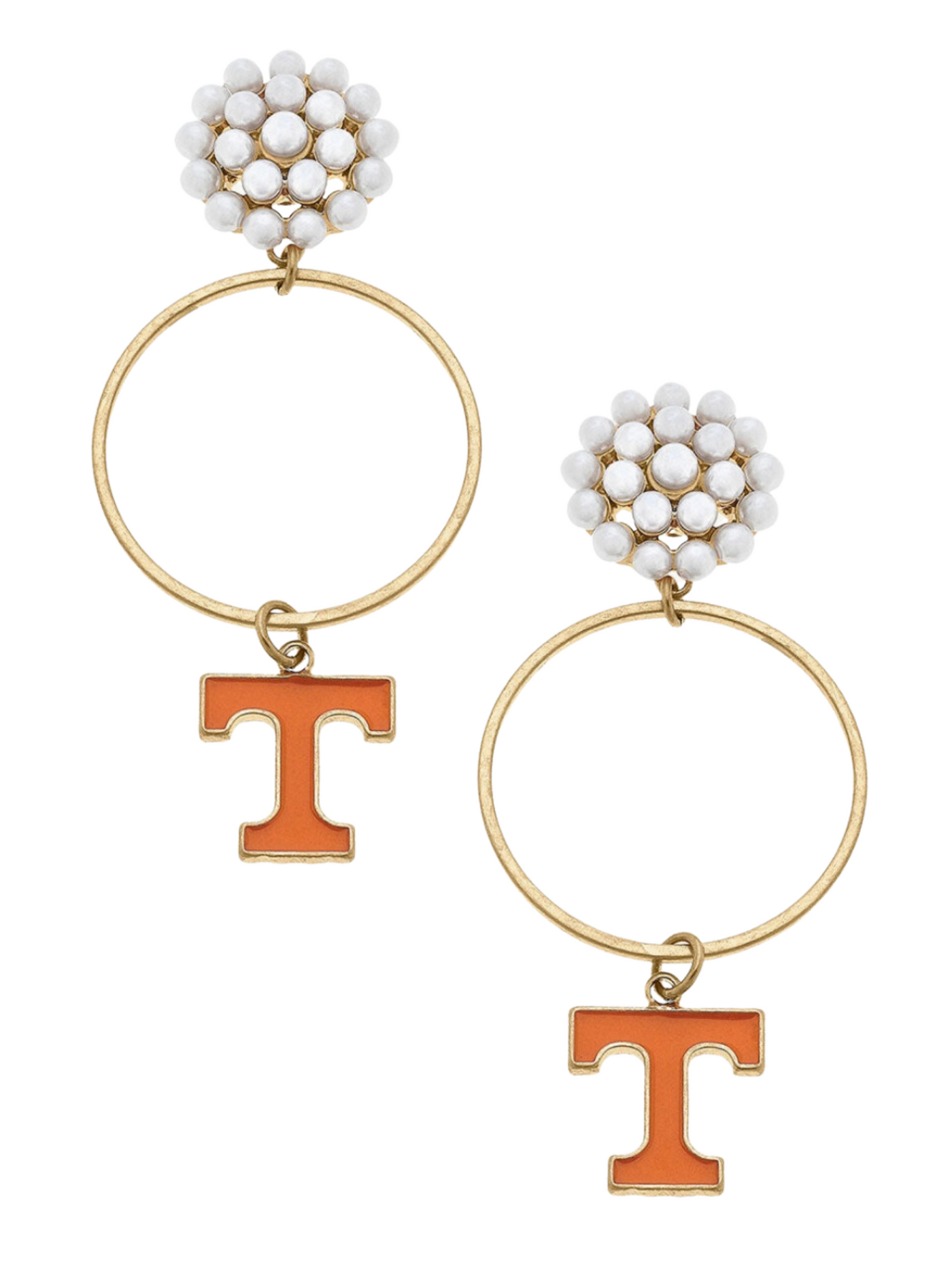 Tennessee Volunteers Pearl Cluster Enamel Hoop Earrings