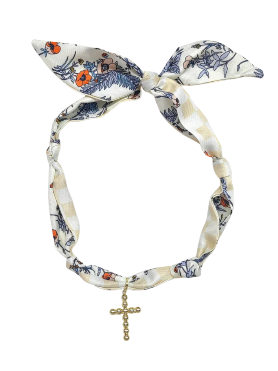 Scarf Necklace with Bubble Cross