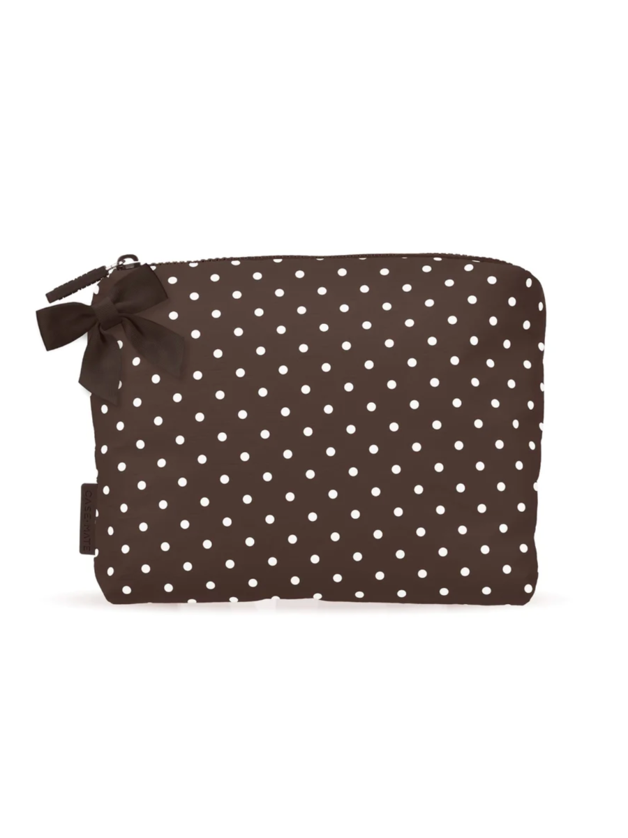 Case-Mate Espresso Polka Dot Bow Crinkle Makeup Bag