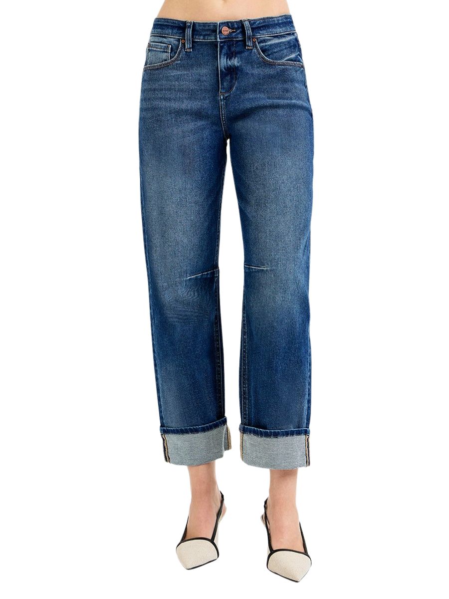 Slouchy Crop Barrel Cuffed Jeans