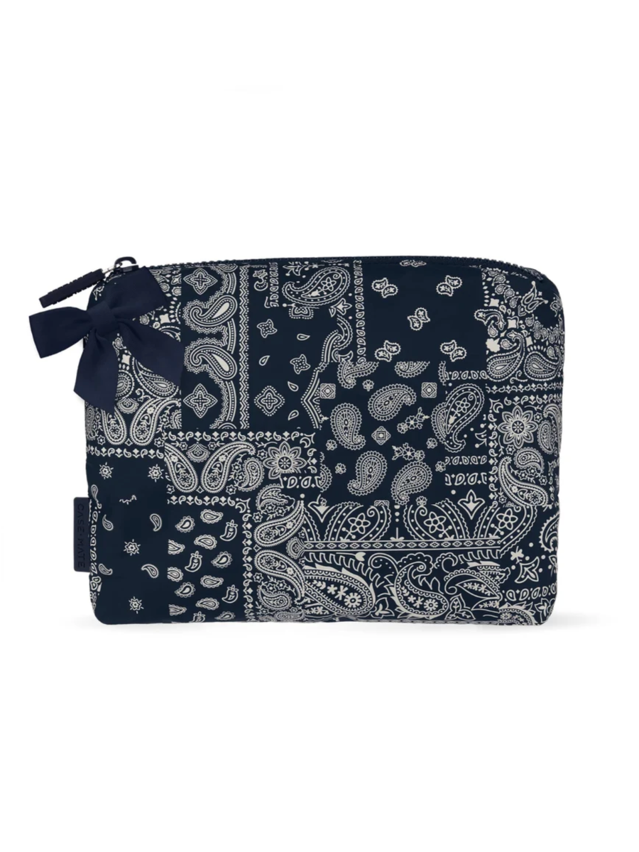 Case-Mate Navy Bandana Bow Crinkle Makeup Bag