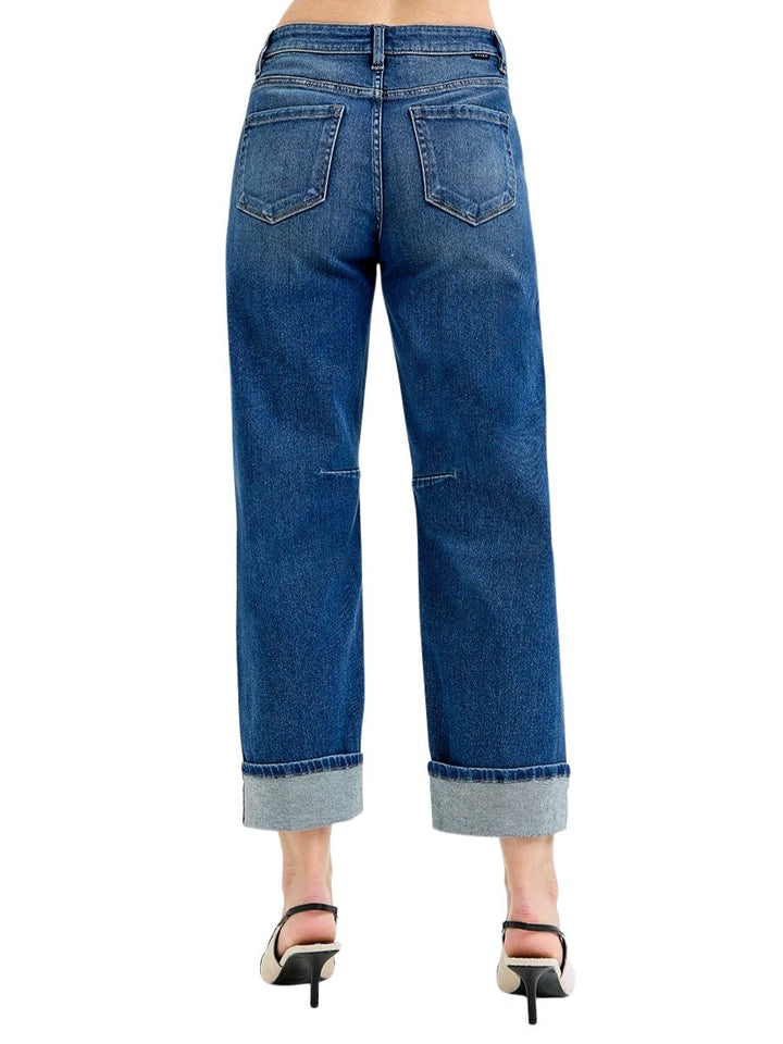 Slouchy Crop Barrel Cuffed Jeans