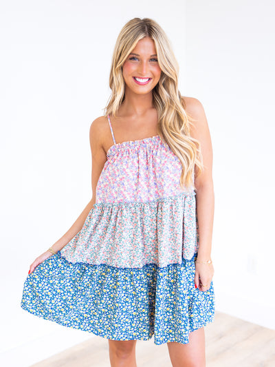 Give Me A Reason Floral Colorblock Dress