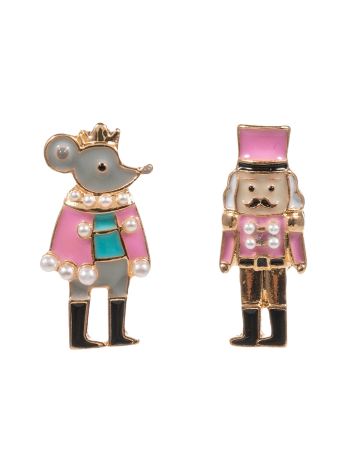 Christmas Nutcrack Mouse King Enamel Post Earrings