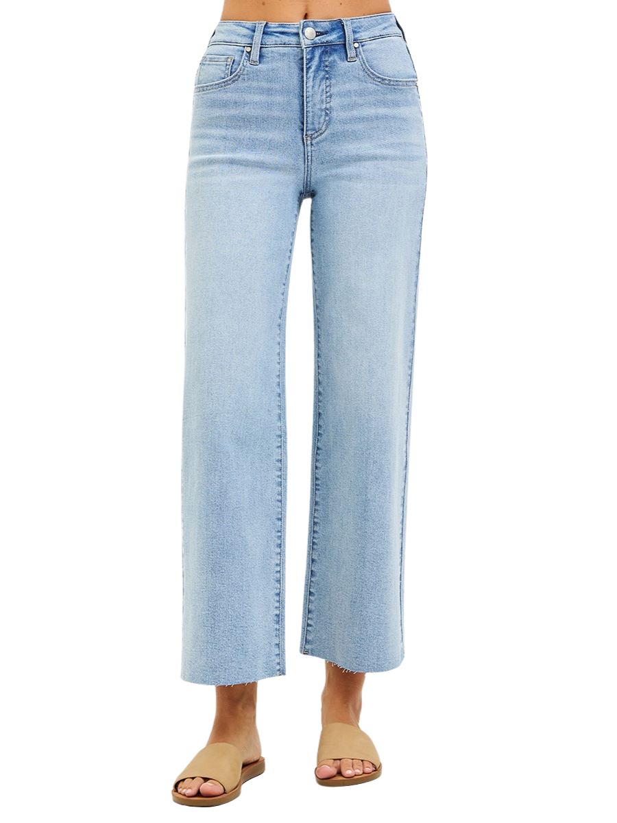 Tummy Control High Rise Crop Wide Leg Jeans