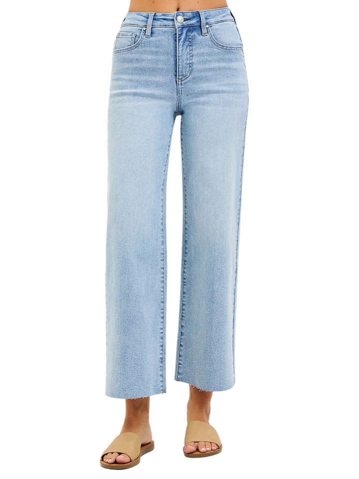 Tummy Control High Rise Crop Wide Leg Jeans