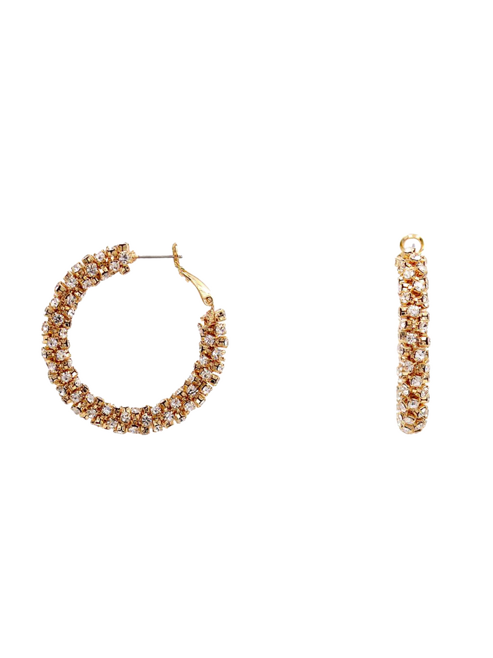 Pave Chain Wrapped Hoop Earrings