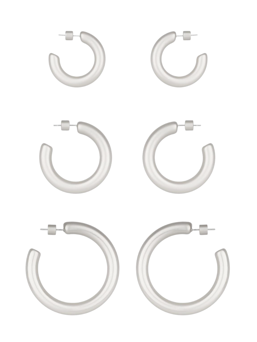 Metal Hoop 3 Pair Earring Set