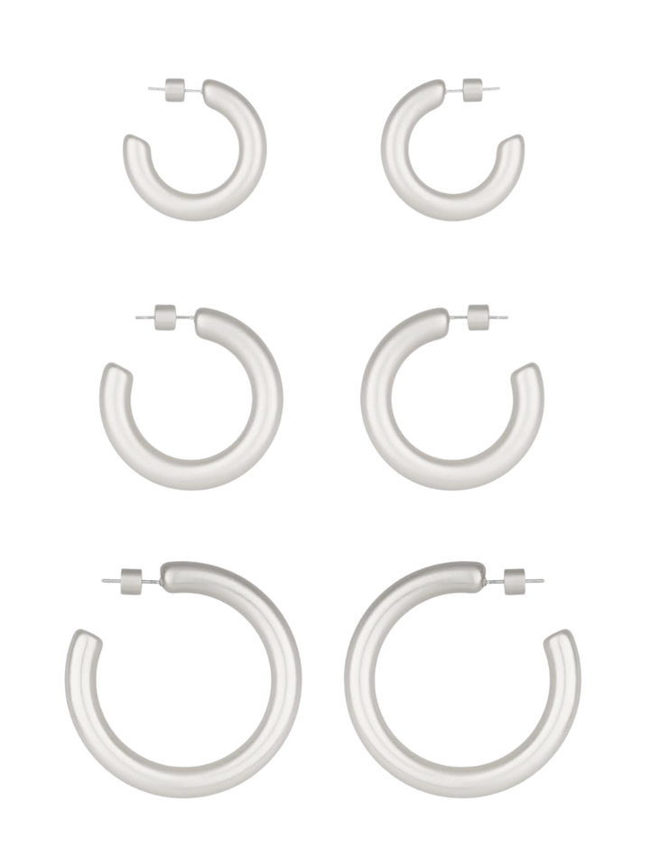 Metal Hoop 3 Pair Earring Set