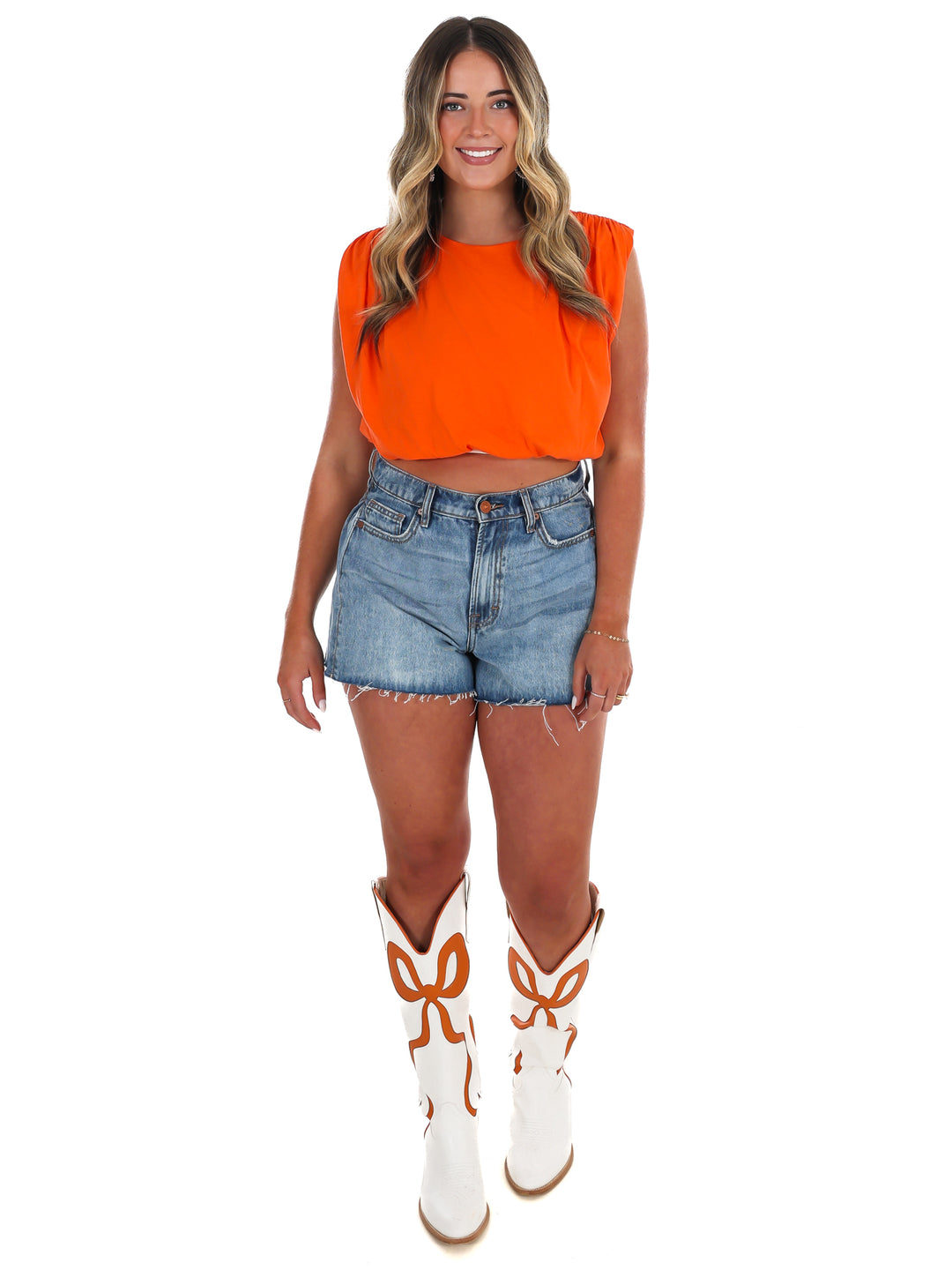 Touchdown Threads Bubble Crop Top