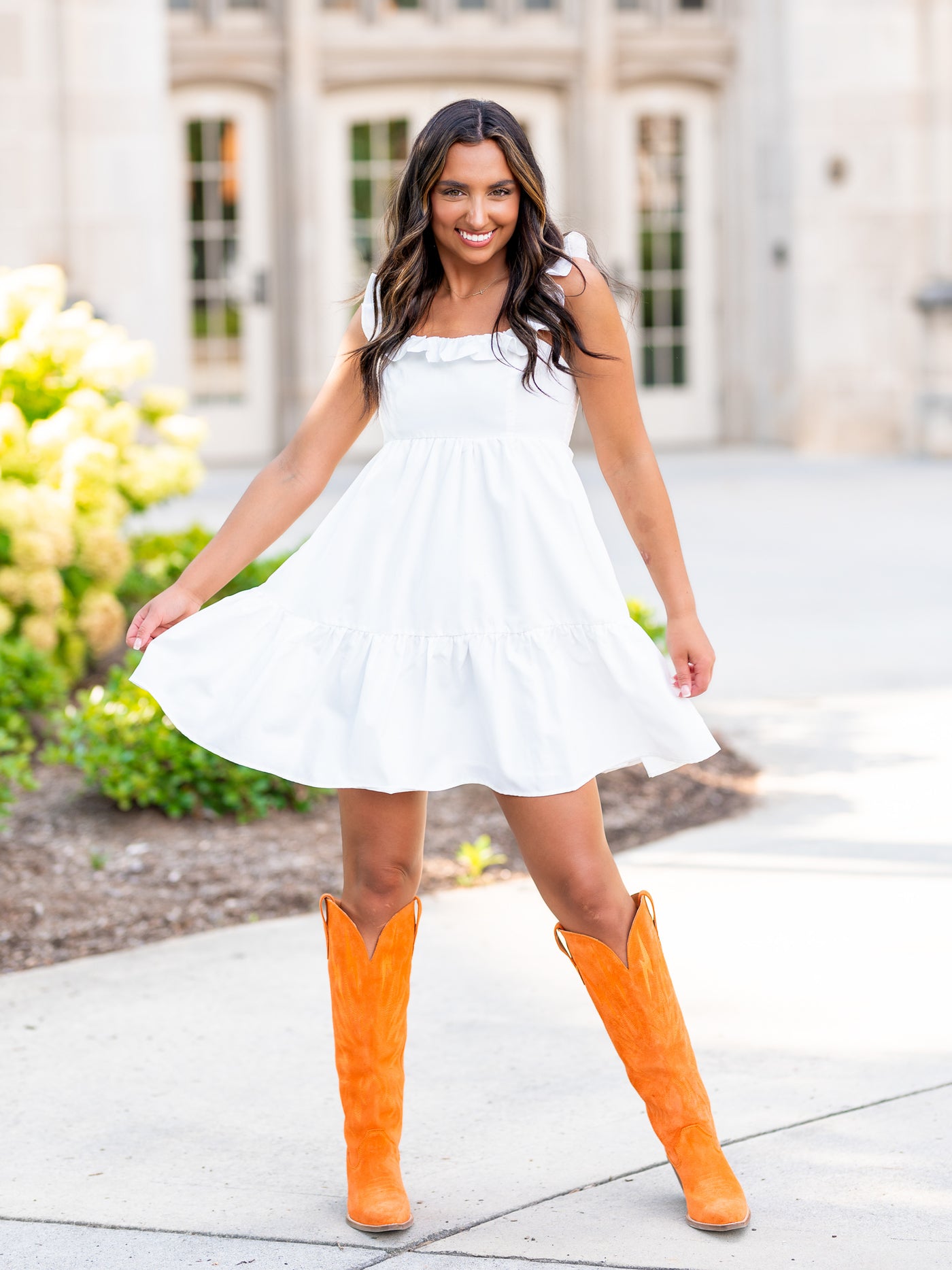 Touchdown Throwdown Ruffle Mini Dress