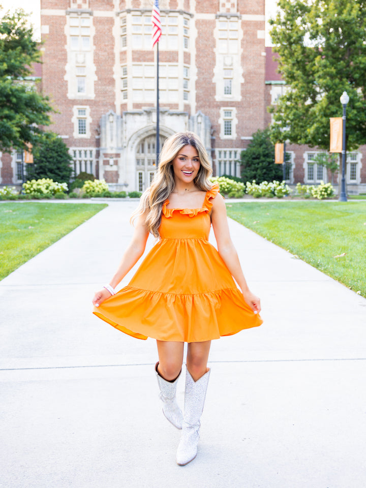 Touchdown Throwdown Ruffle Mini Dress