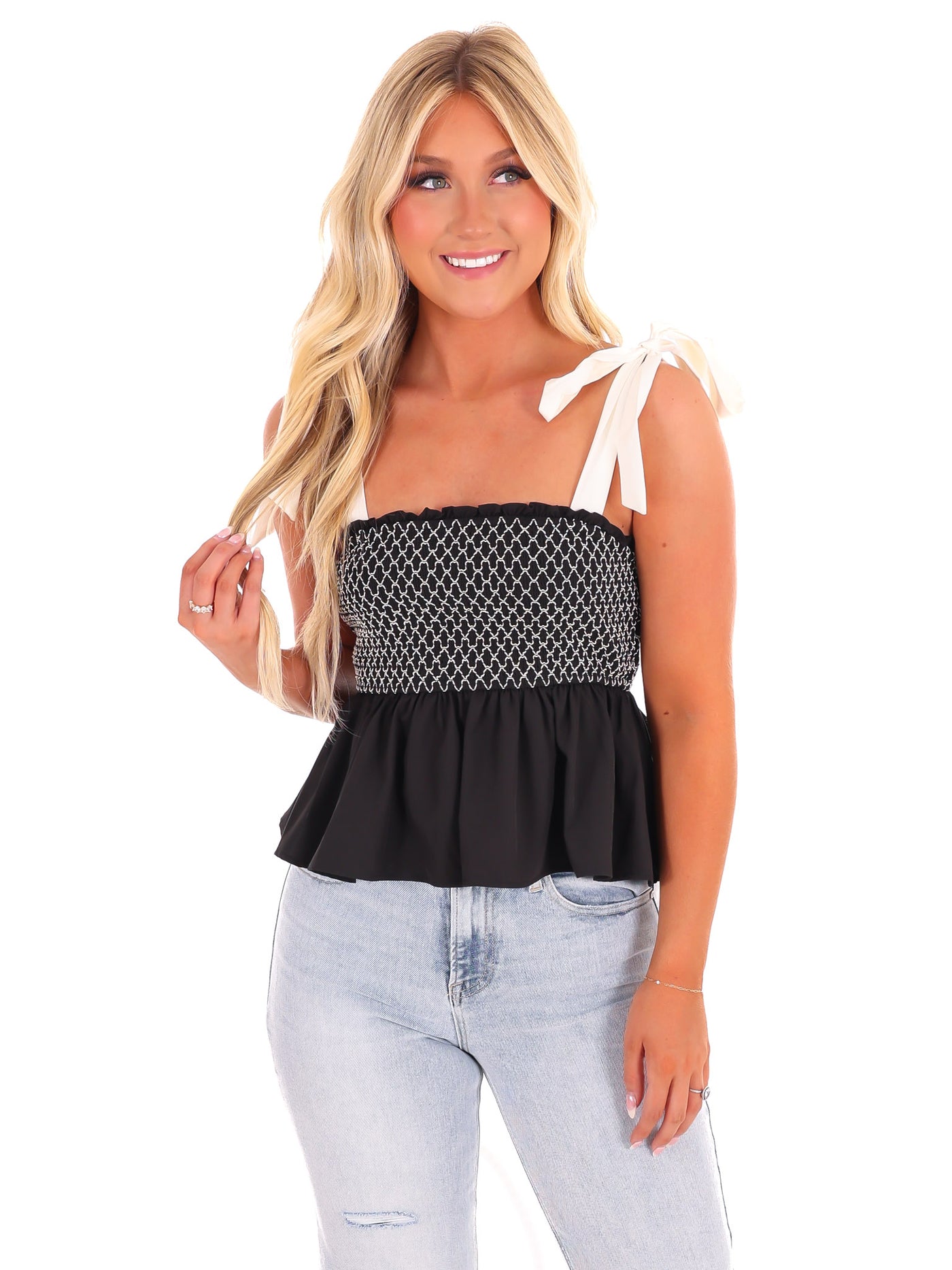 Feel the Beat Shoulder Tie Top