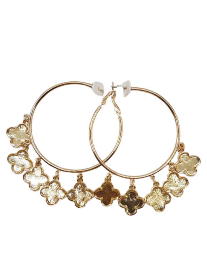 Clover Dangle Hoop Earrings