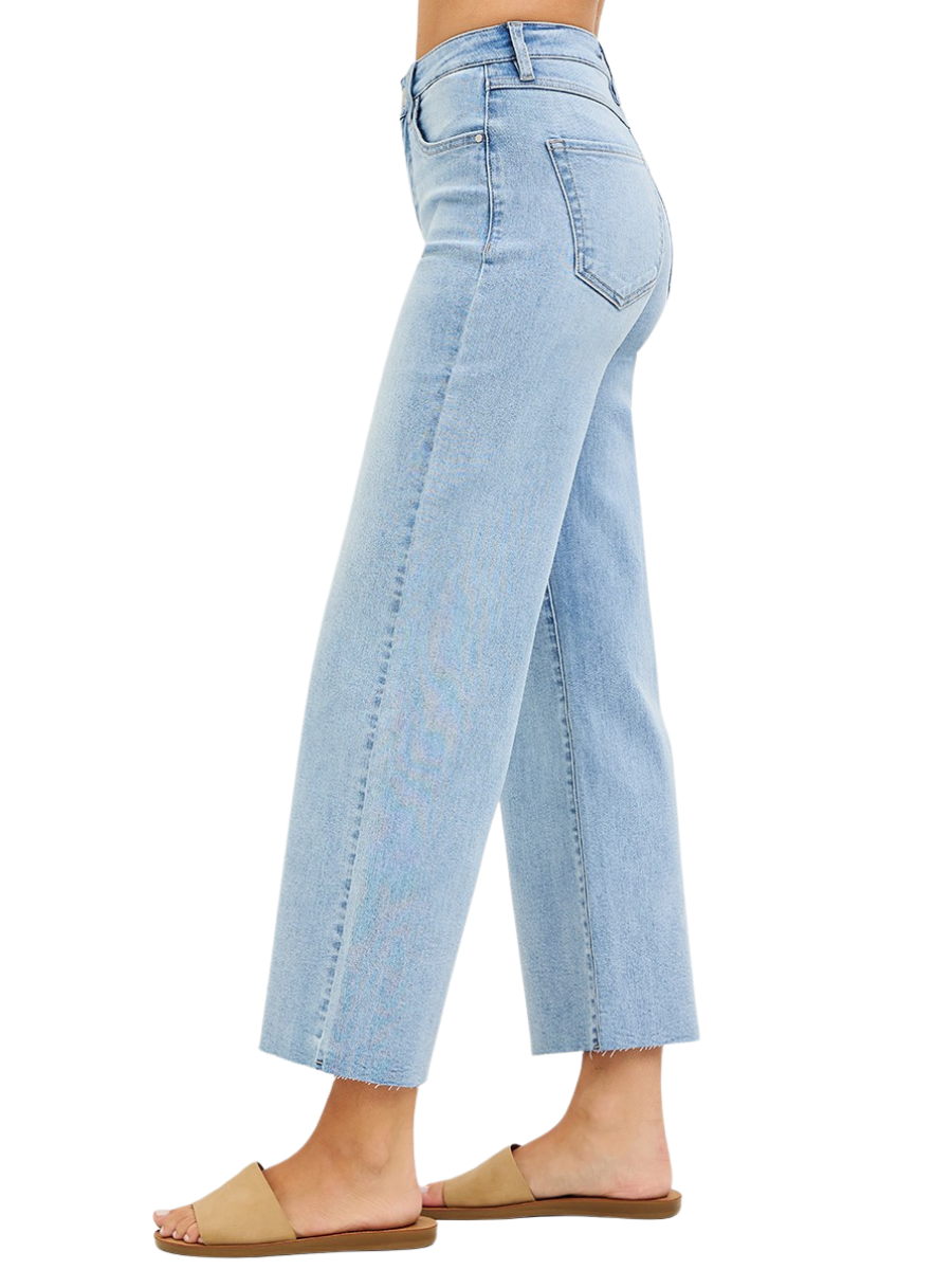 Tummy Control High Rise Crop Wide Leg Jeans