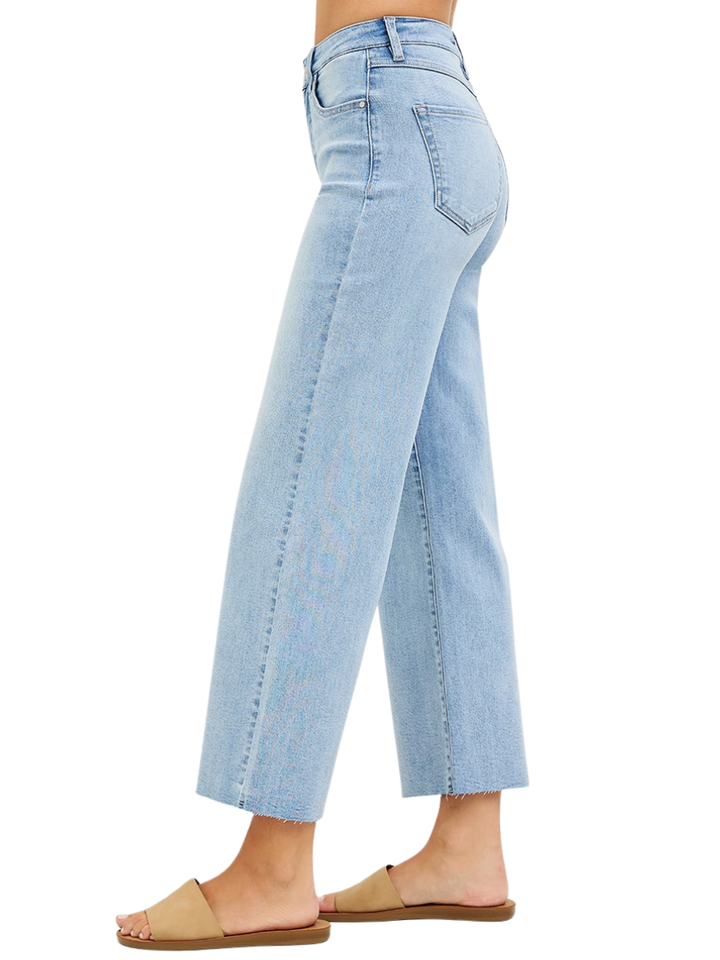 Tummy Control High Rise Crop Wide Leg Jeans