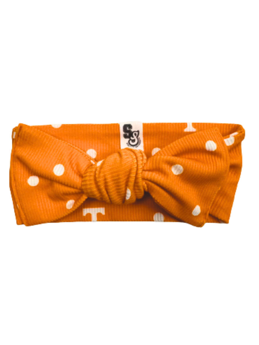 Polka Dot Power T Bow Headband