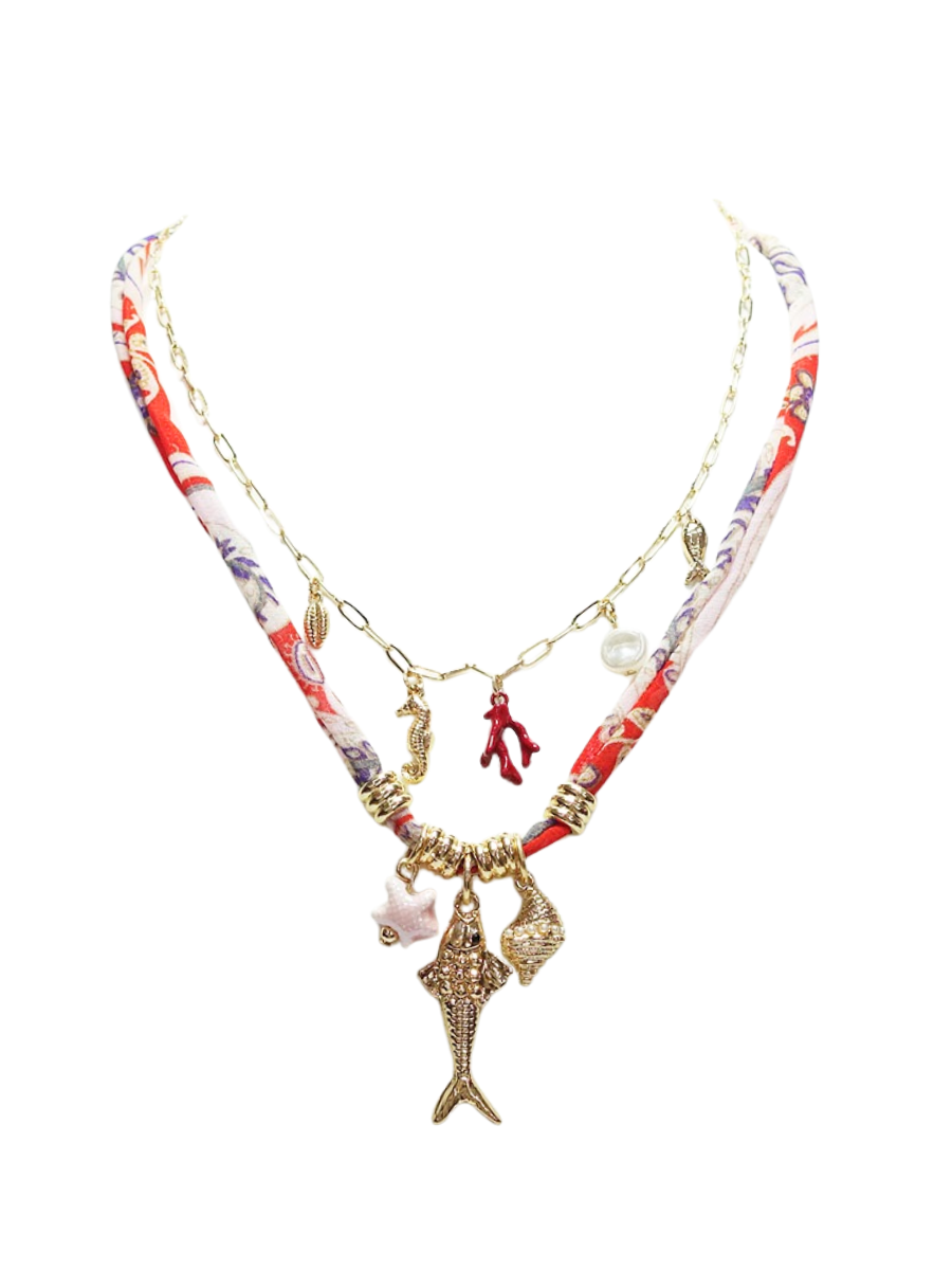 Ocean Kiss Scarf Charm Necklace