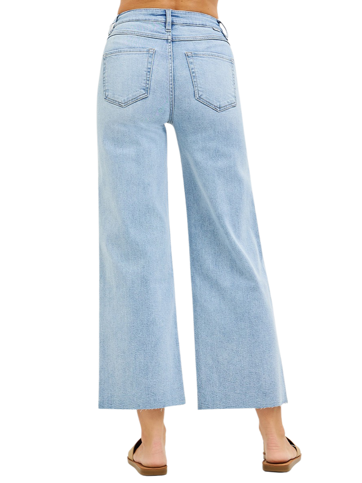 Tummy Control High Rise Crop Wide Leg Jeans