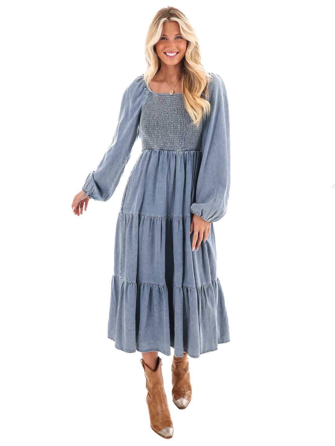 A Better Life Denim Midi Dress