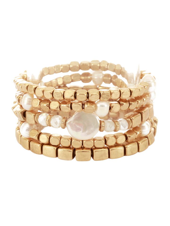 Pearl Metal Stackable Elastic Bracelet