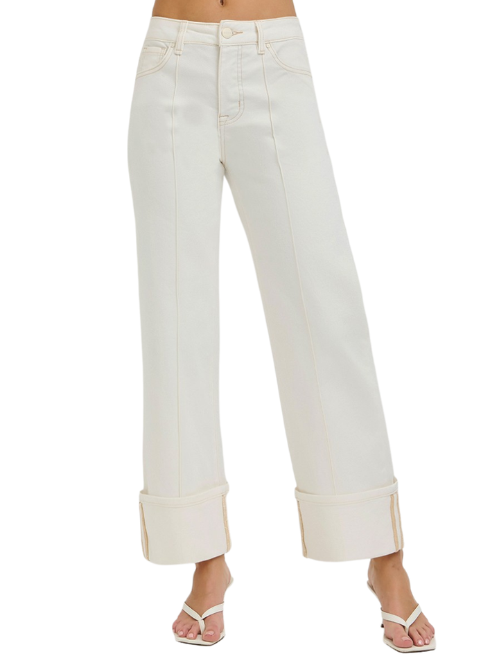 Lonely No More Tummy Control Crop Wide Leg Jeans