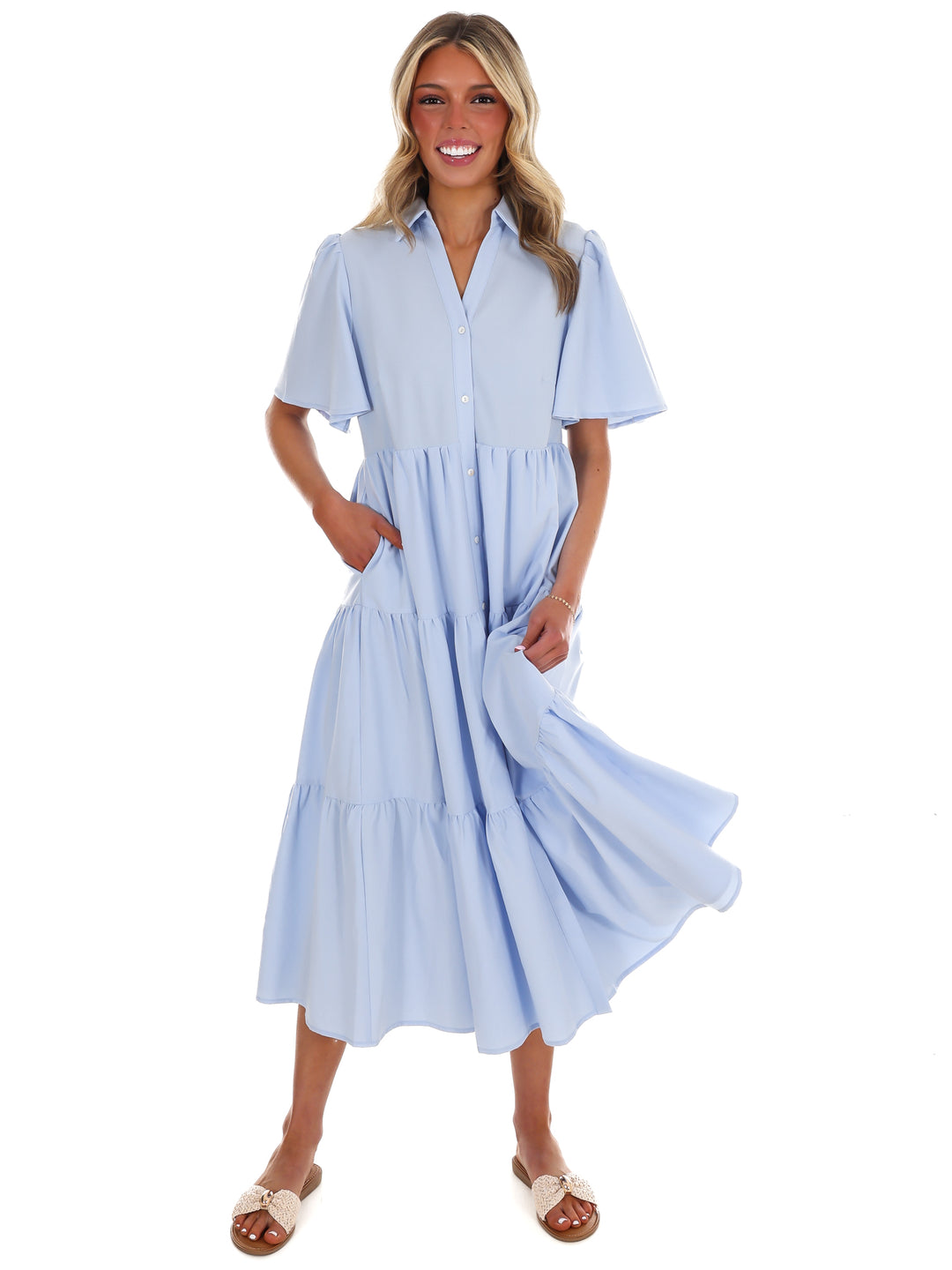 Follow Your Arrow Button Down Midi Dress
