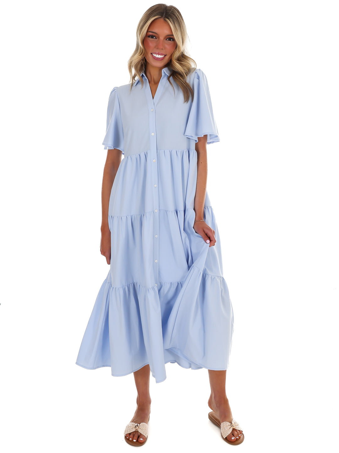 Follow Your Arrow Button Down Midi Dress