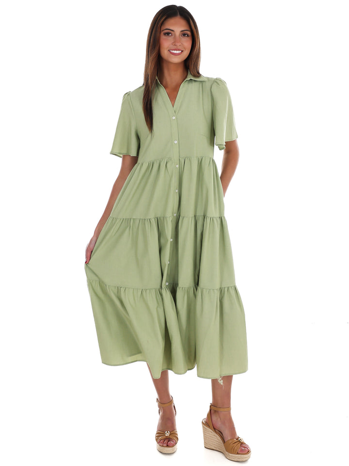 Follow Your Arrow Button Down Midi Dress