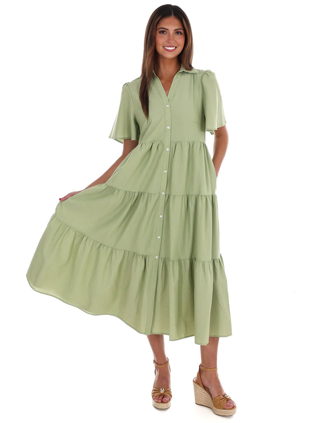 Follow Your Arrow Button Down Midi Dress
