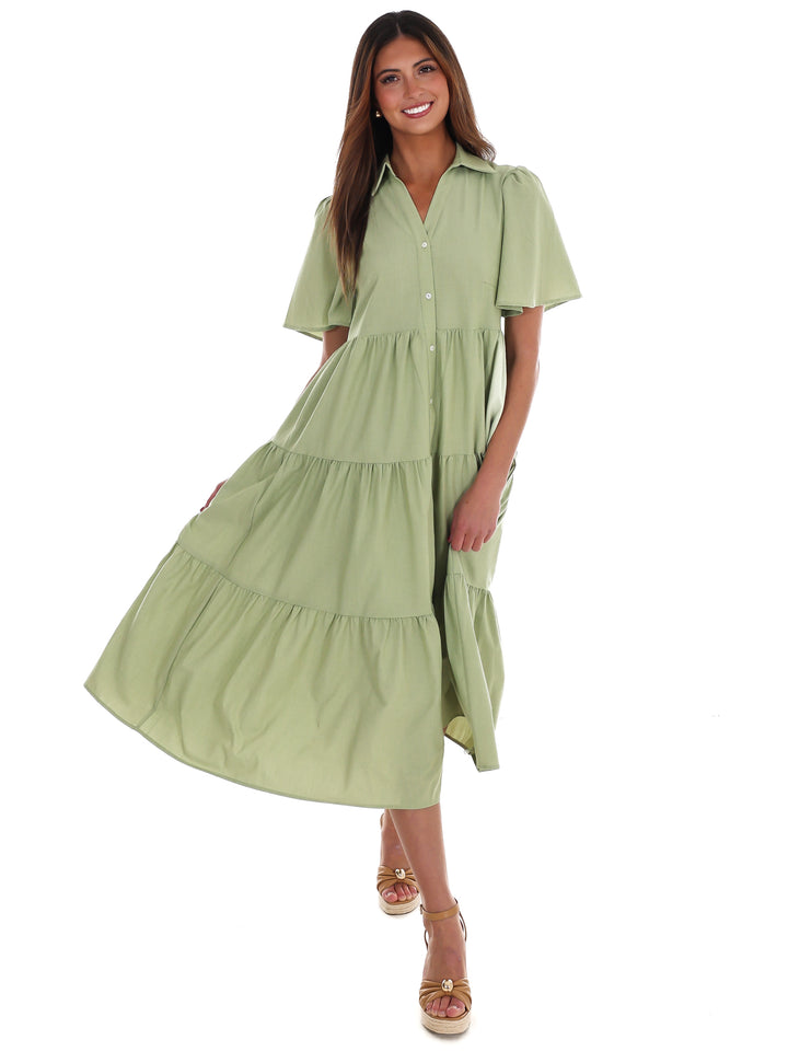 Follow Your Arrow Button Down Midi Dress