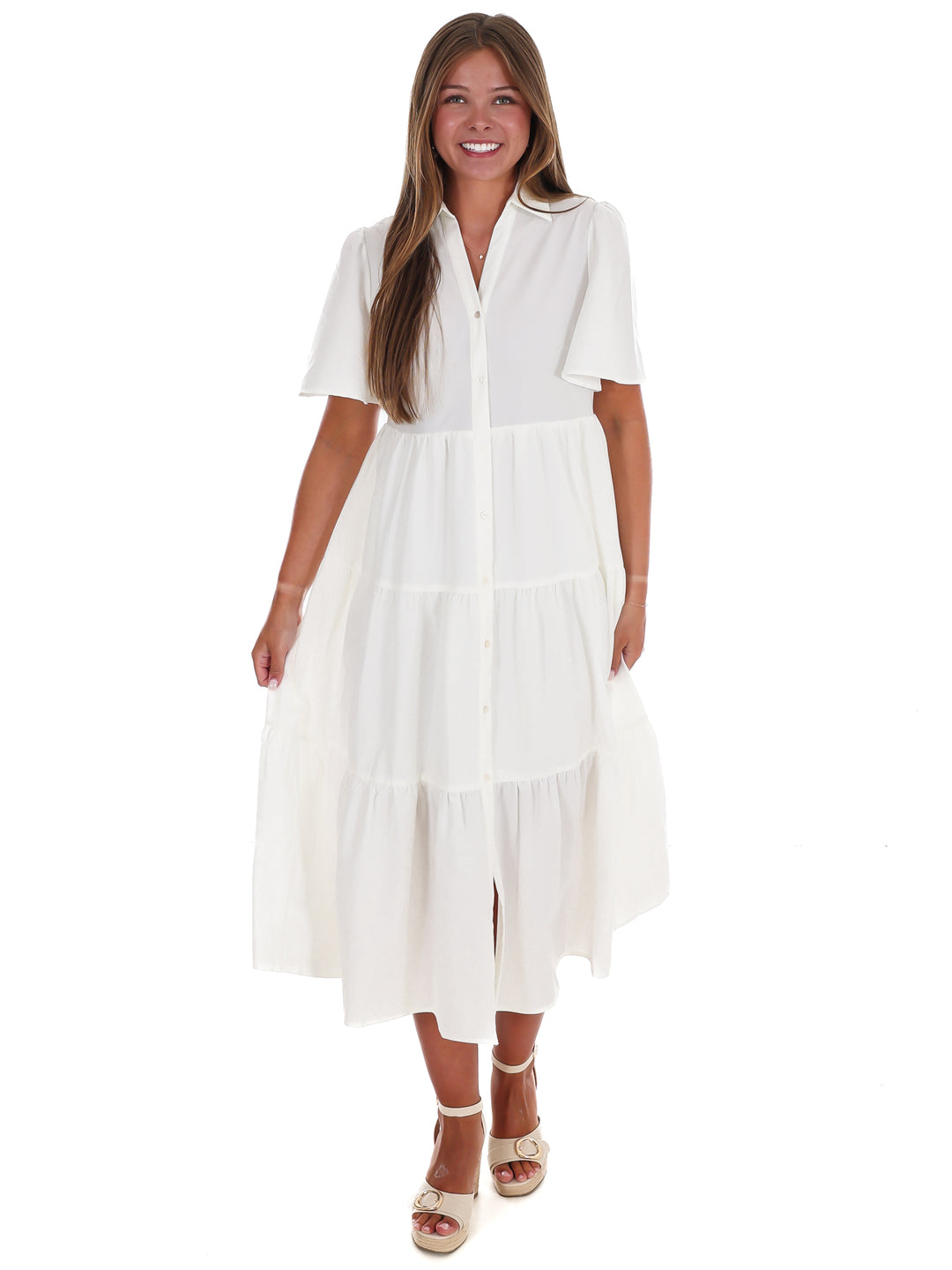 Follow Your Arrow Button Down Midi Dress