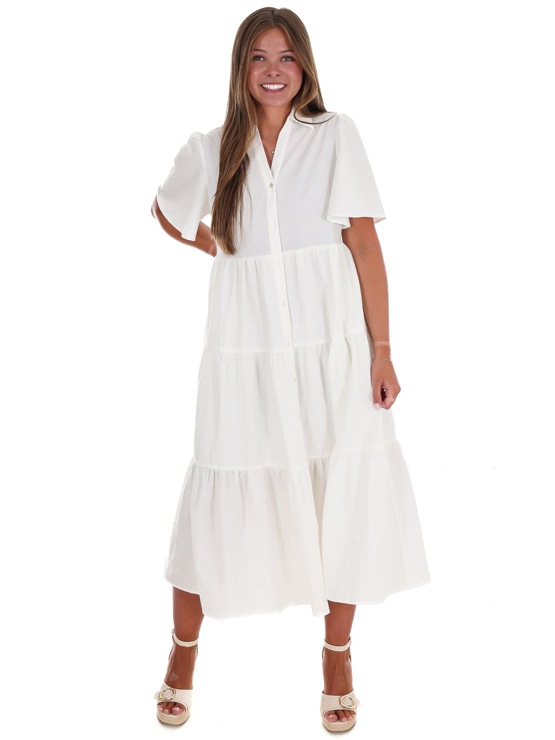 Follow Your Arrow Button Down Midi Dress