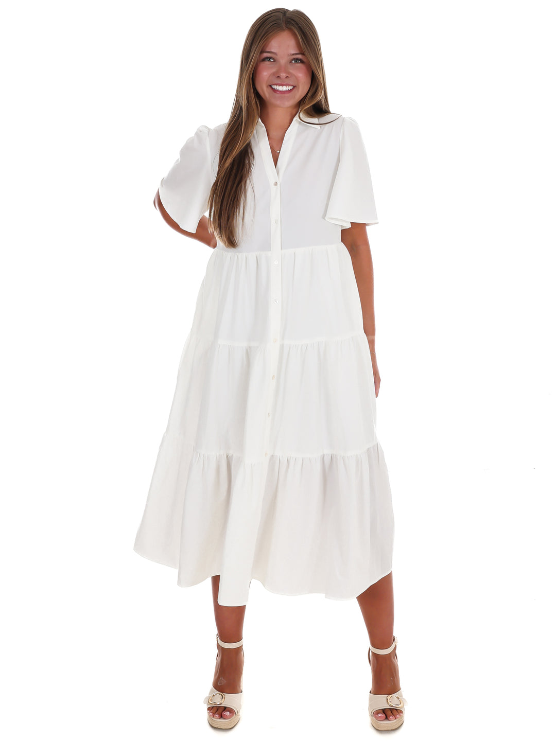Follow Your Arrow Button Down Midi Dress