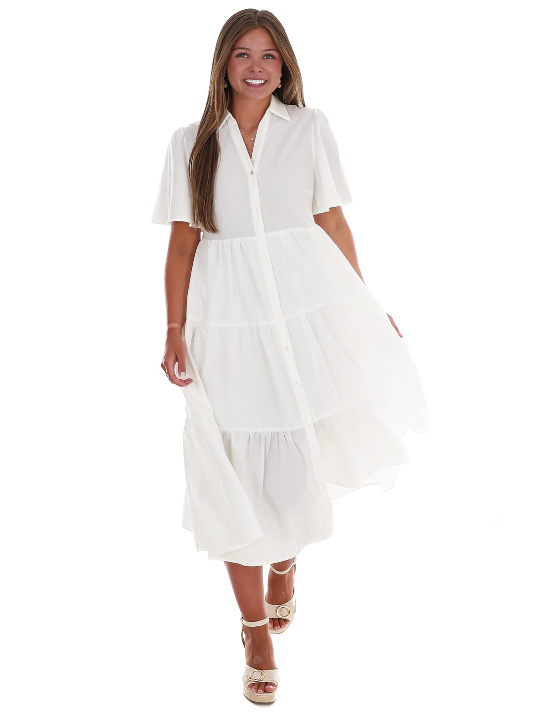 Follow Your Arrow Button Down Midi Dress