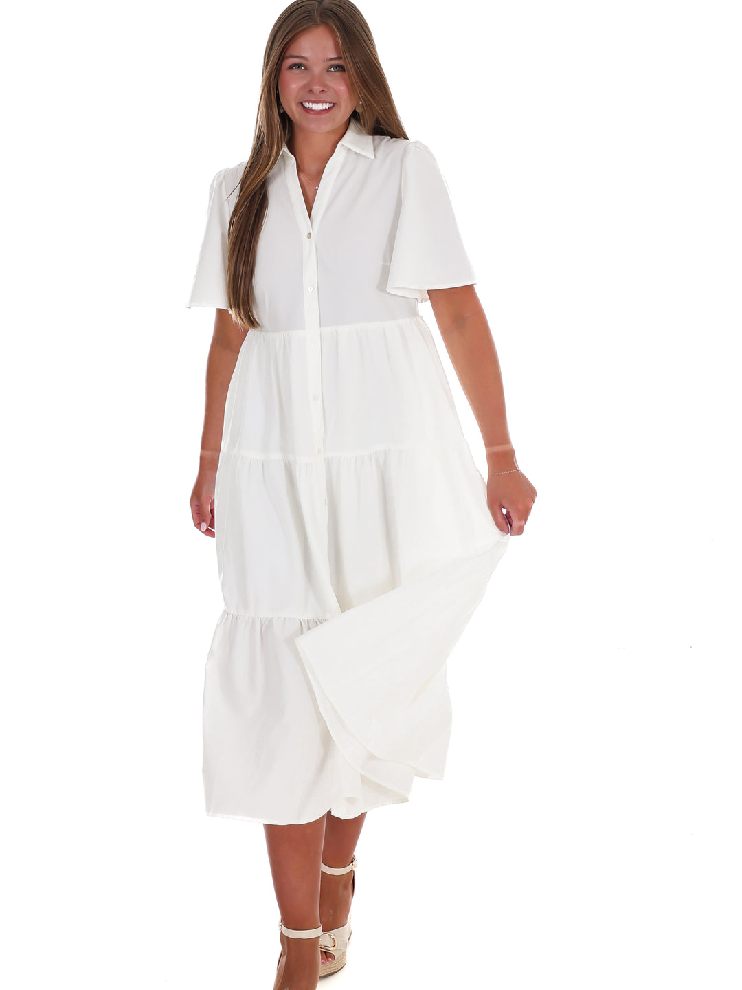 Follow Your Arrow Button Down Midi Dress