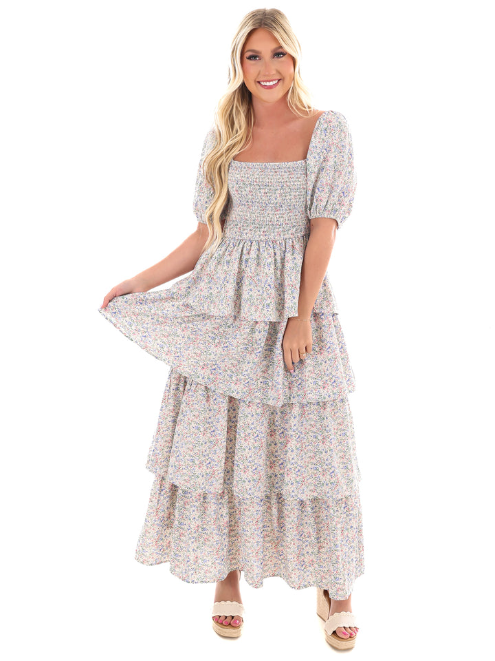 Sunday Funday Floral Ruffle Maxi Dress